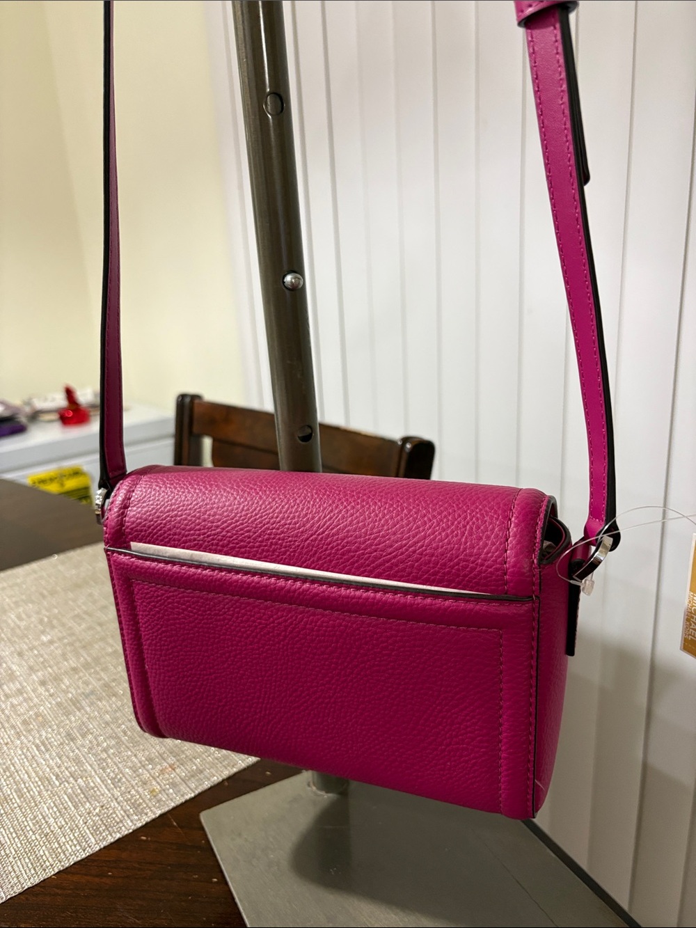 Michael Kors Fuchsia Pebbled Leather Crossbody Key & Card Holder